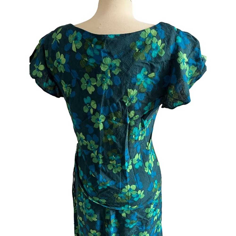 Vintage Karin Stevens Blue Green Floral Skirt Set… - image 3