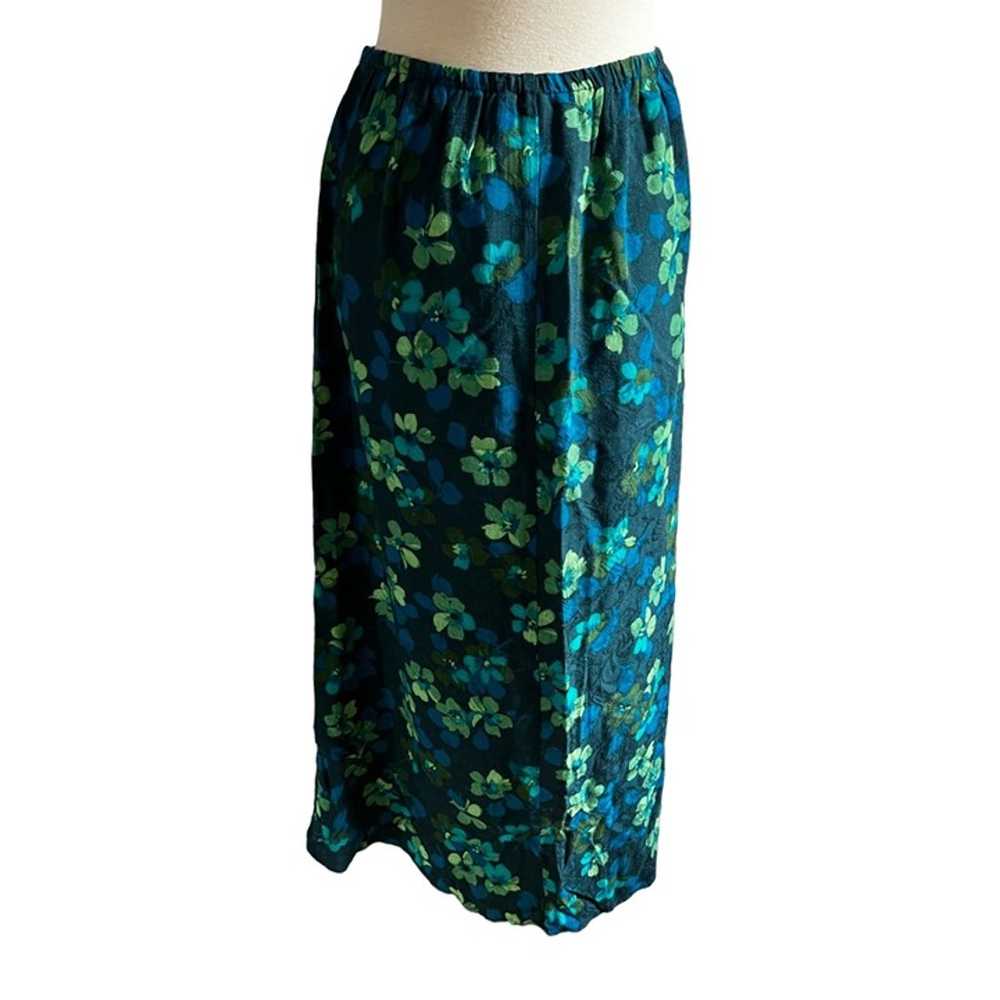 Vintage Karin Stevens Blue Green Floral Skirt Set… - image 9