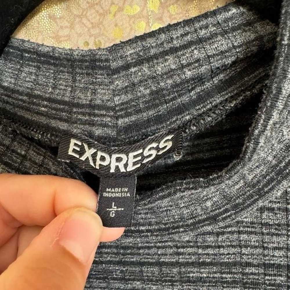 Express Black Gray Heathered Ribbed Mock Neck Max… - image 4