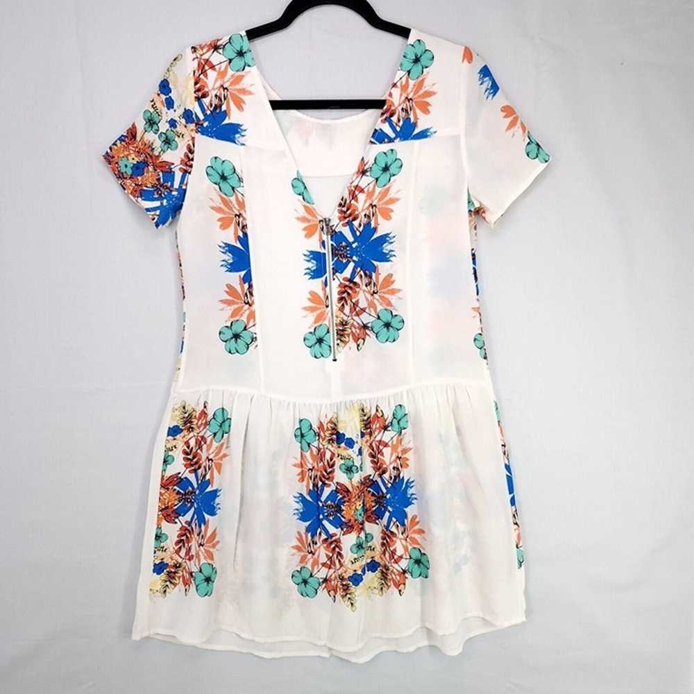 Ella Moss Floral Silk Babydoll Mini Dress Size Me… - image 2