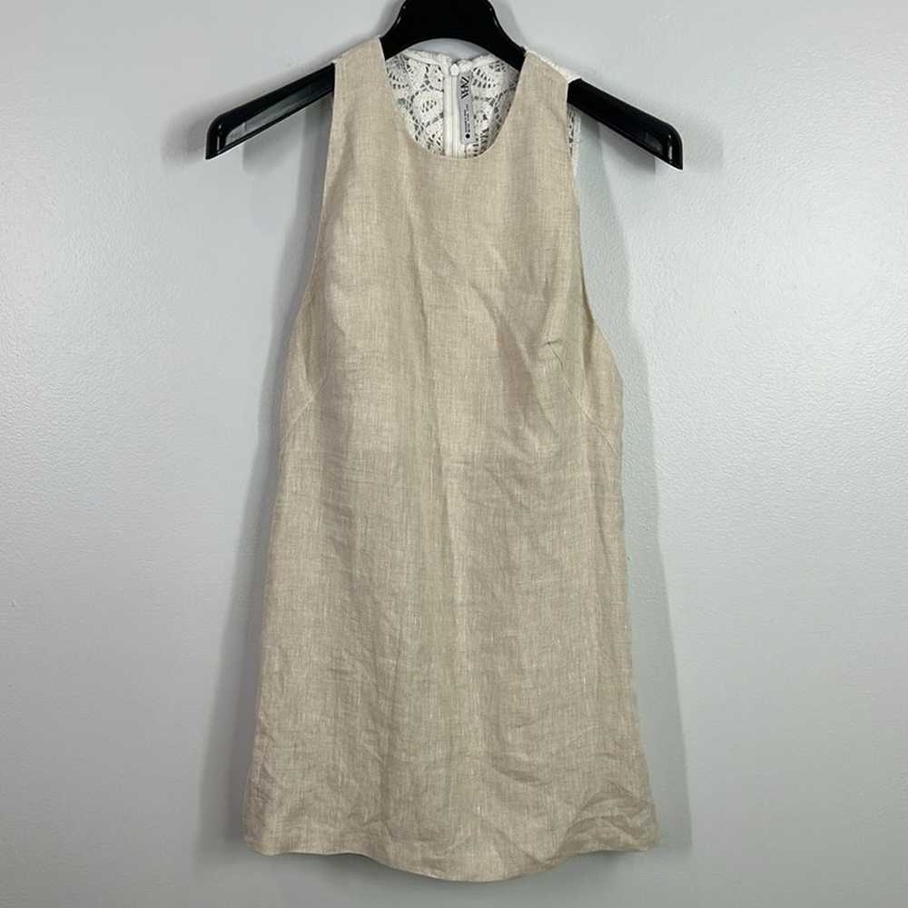 Zara crochet linen beige mini dress size large bl… - image 5