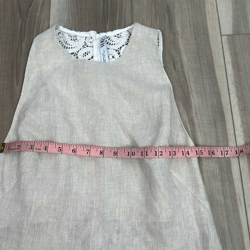 Zara crochet linen beige mini dress size large bl… - image 7