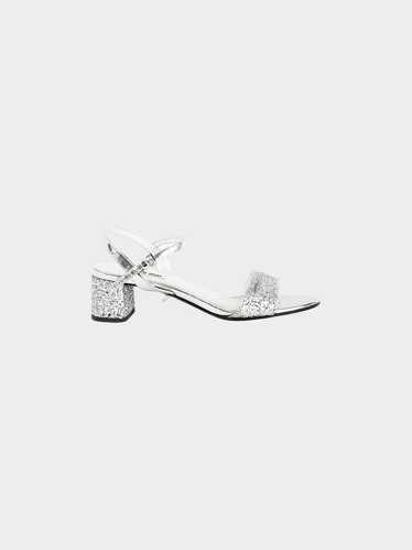 Miu Miu 2010s Silver Metallic Leather and Glitter 