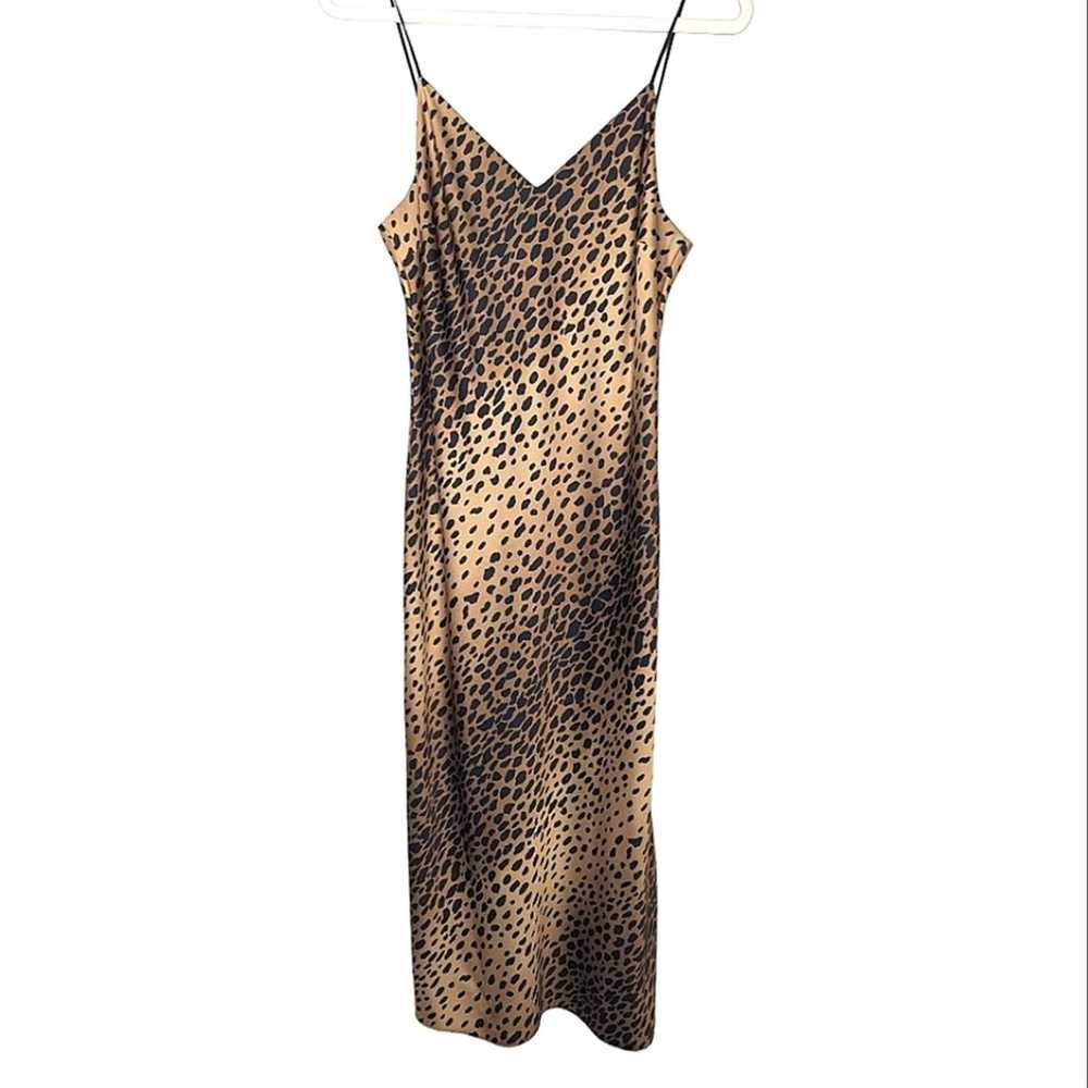 Good American Leopard Print Satin Slip Side Slit … - image 3