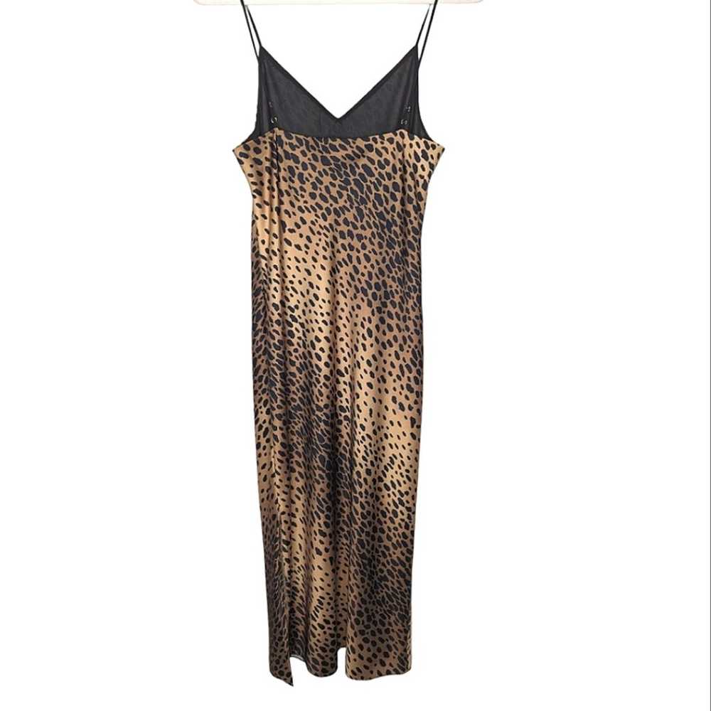 Good American Leopard Print Satin Slip Side Slit … - image 4