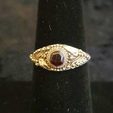 Sterling Silver vintage garnet ring - image 1