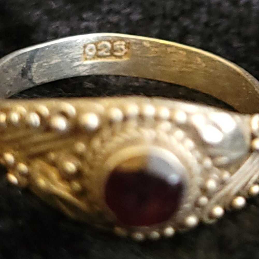 Sterling Silver vintage garnet ring - image 4