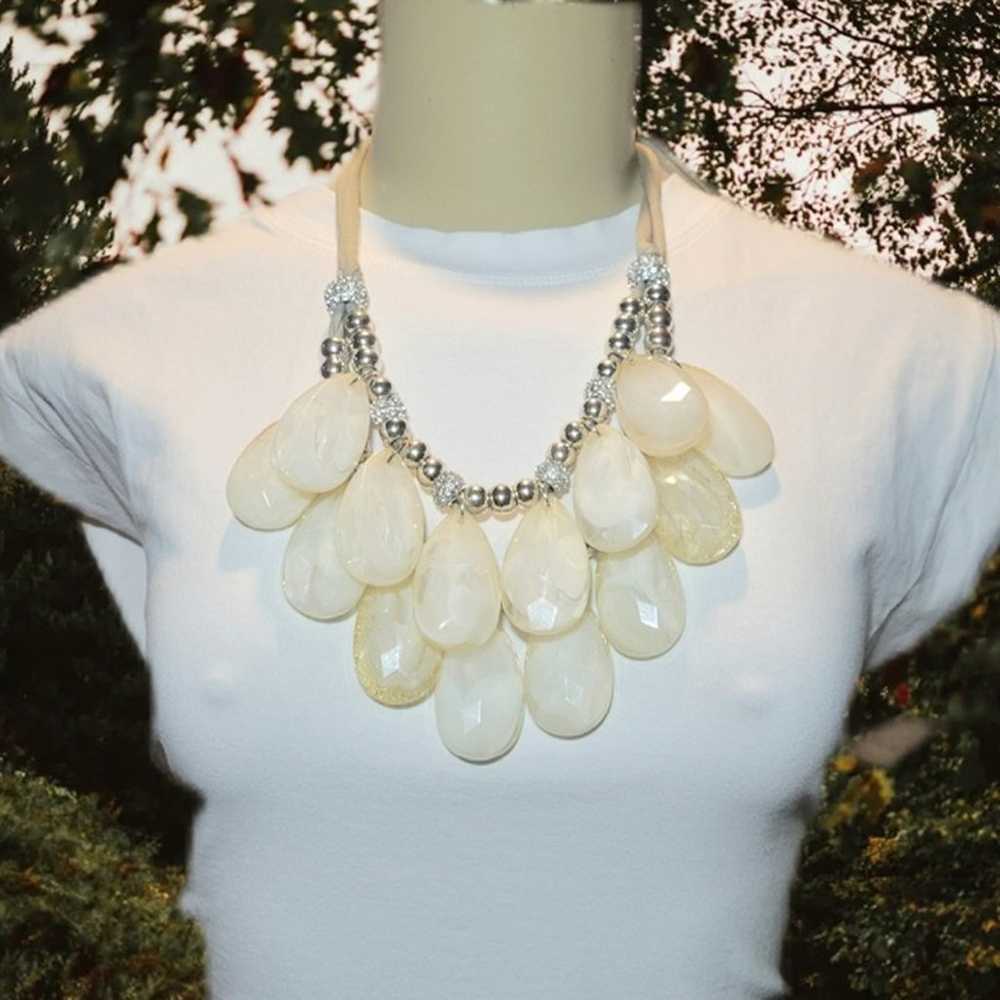 Y2k 2000's Chunky Fabric Agate Faceted Teardrop D… - image 1