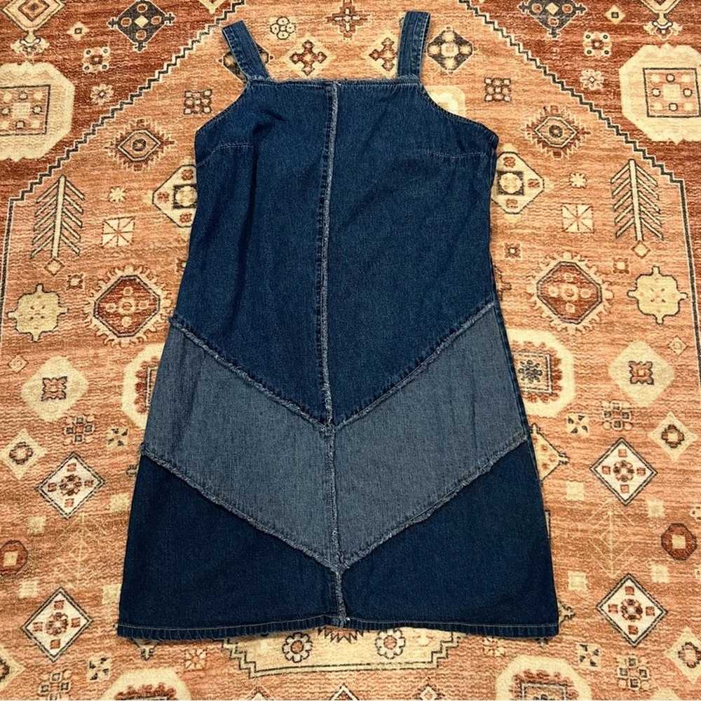 Vintage 90s Denim Patchwork Fitted Dress - image 1