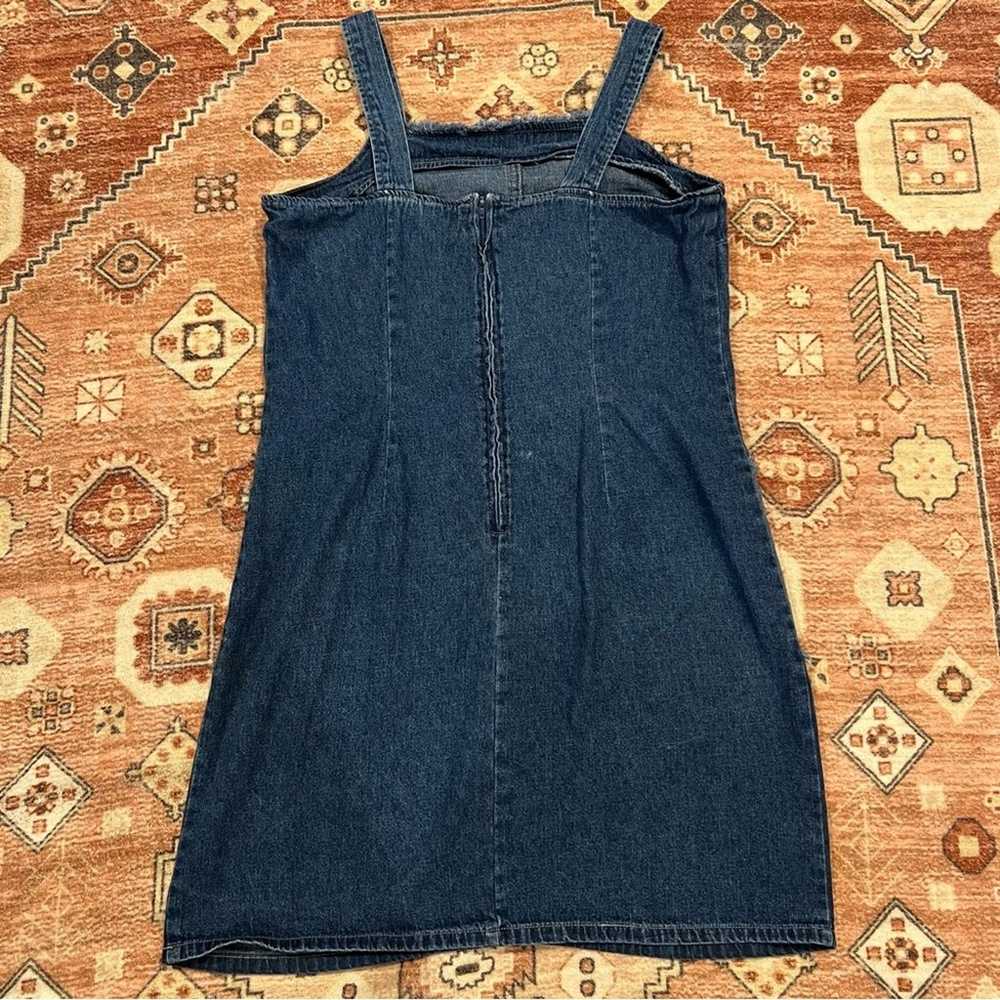 Vintage 90s Denim Patchwork Fitted Dress - image 2