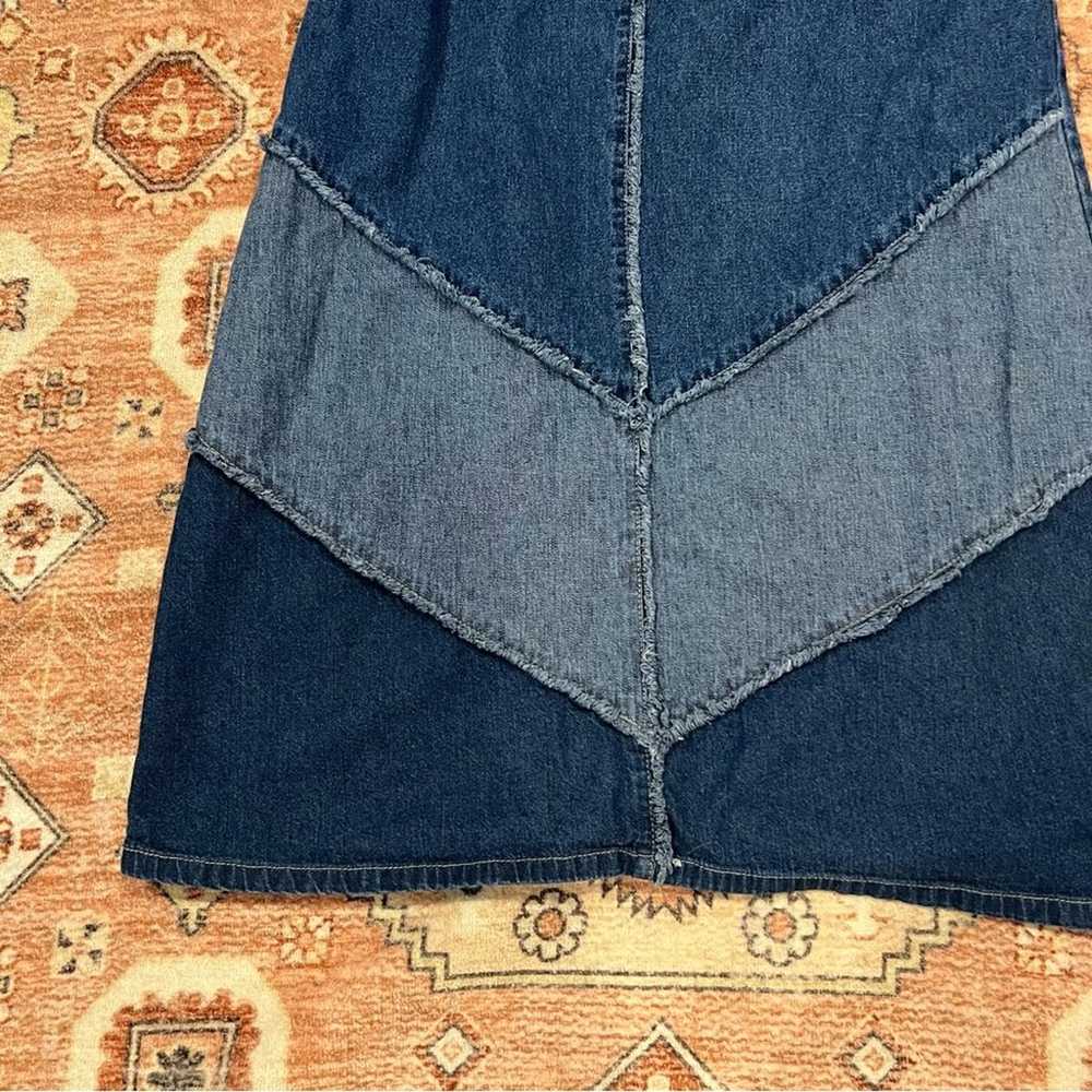 Vintage 90s Denim Patchwork Fitted Dress - image 3