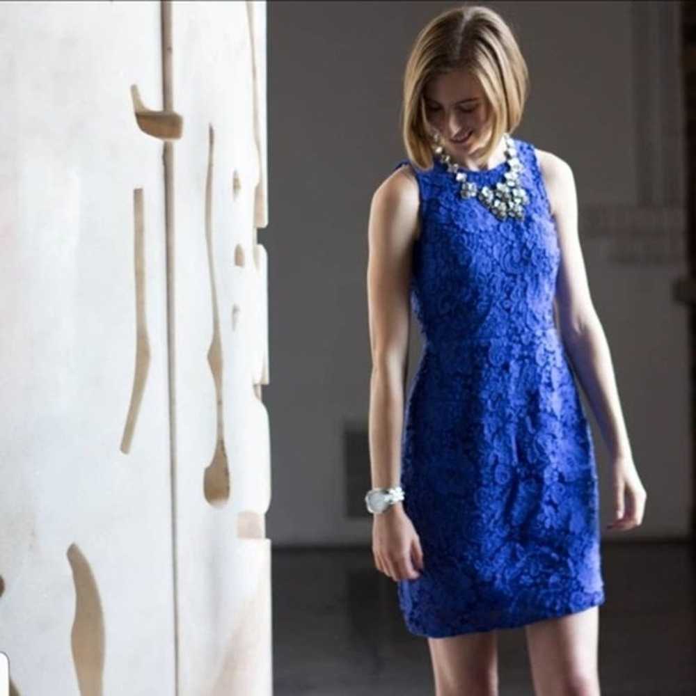 J Crew Floral Lace Sleeveless Sheath Dress Royal … - image 2