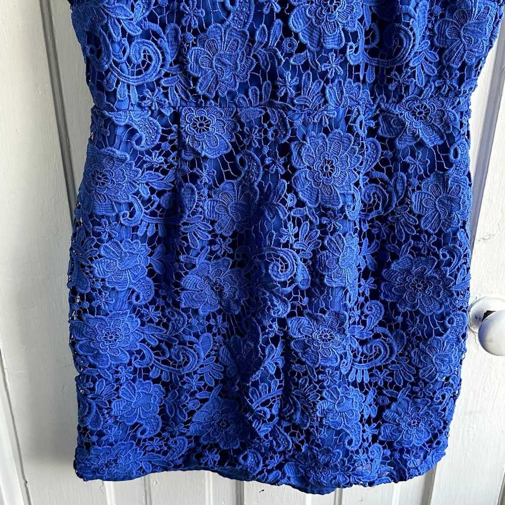 J Crew Floral Lace Sleeveless Sheath Dress Royal … - image 5