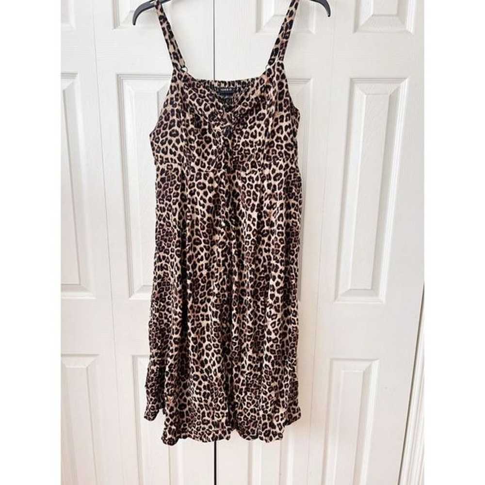 Torrid Midi Challis Button-Front Leopard Print Dr… - image 4