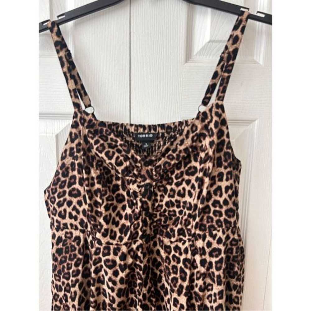 Torrid Midi Challis Button-Front Leopard Print Dr… - image 6