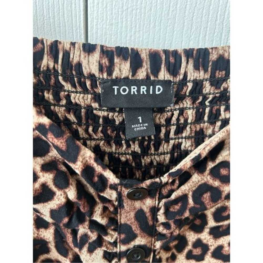 Torrid Midi Challis Button-Front Leopard Print Dr… - image 7