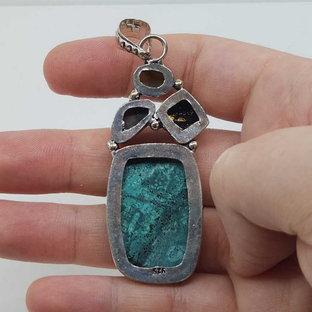 Unique Multi-Gemstone Pendant in Sterling Silver … - image 10