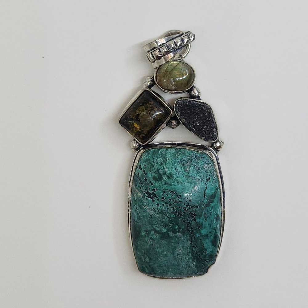 Unique Multi-Gemstone Pendant in Sterling Silver … - image 1