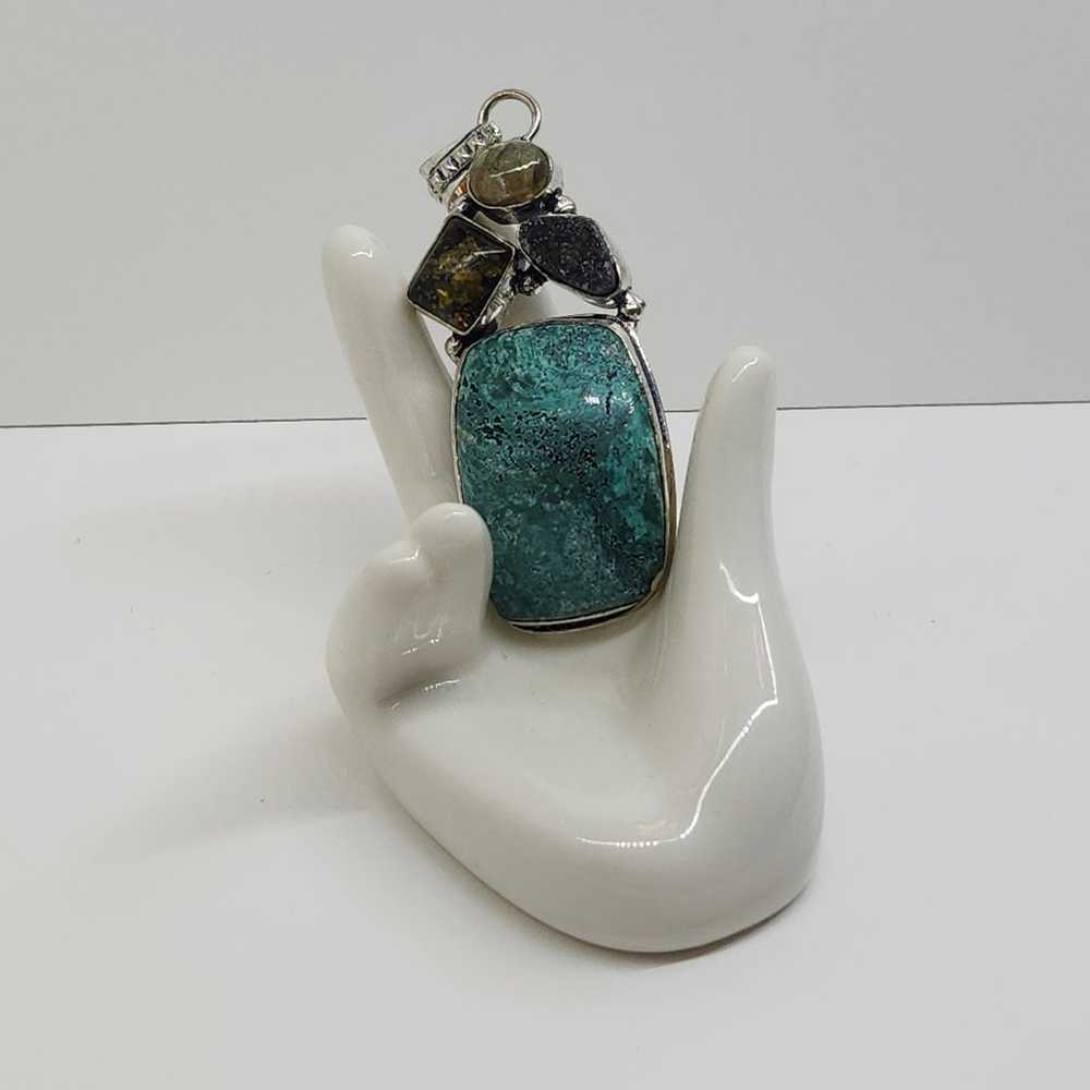 Unique Multi-Gemstone Pendant in Sterling Silver … - image 2