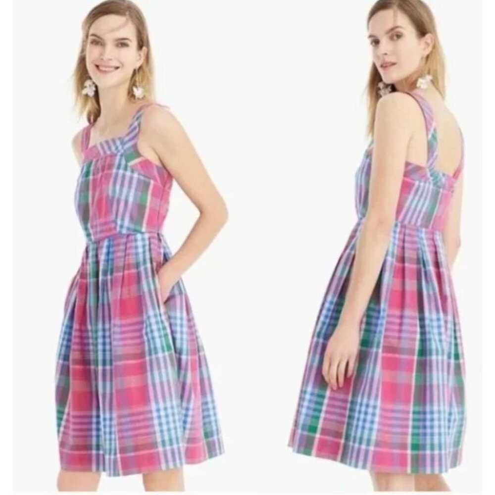 J. Crew Apron Midi Sundress in Magenta Plaid - si… - image 1