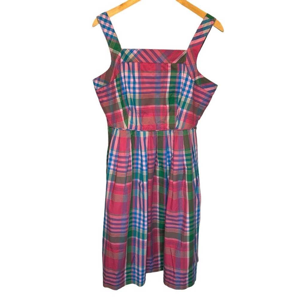 J. Crew Apron Midi Sundress in Magenta Plaid - si… - image 2