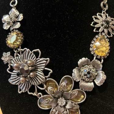 Vintage Flower and Crystal Necklace by designer Bo