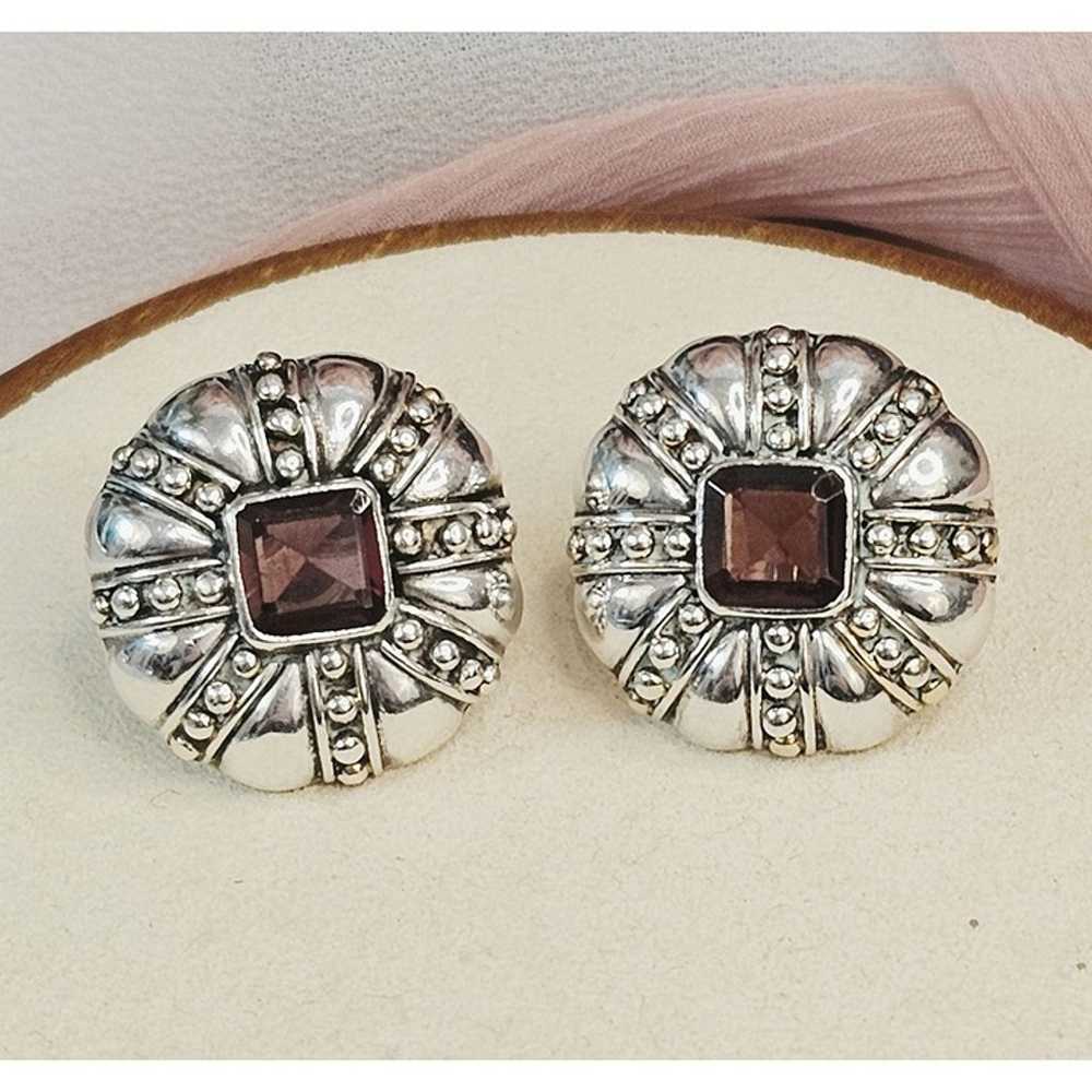 Vintage Sterling and Amethyst Post Earrings - image 1