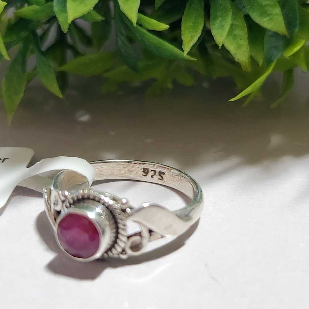 925 Sterling Silver Ruby Ring - image 2