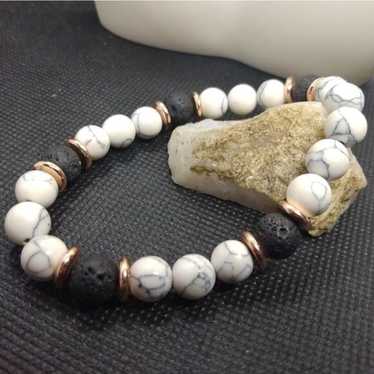 Howlite and lava stone bracelet last one