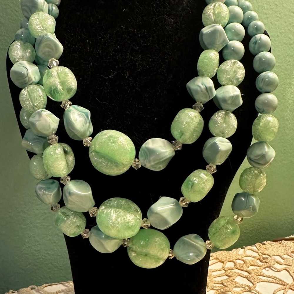 Vintage green Coro Necklace and earrings set - image 1