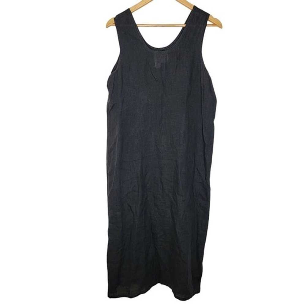 Flax Small Black 100% Linen Sheer Tank Top Women'… - image 1