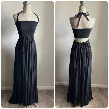 Vici Zayn Smocked Halter Maxi Dress in Black