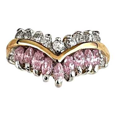 Vintage Ring Size 6 Pink Cubic Zirconia Accents 1… - image 1