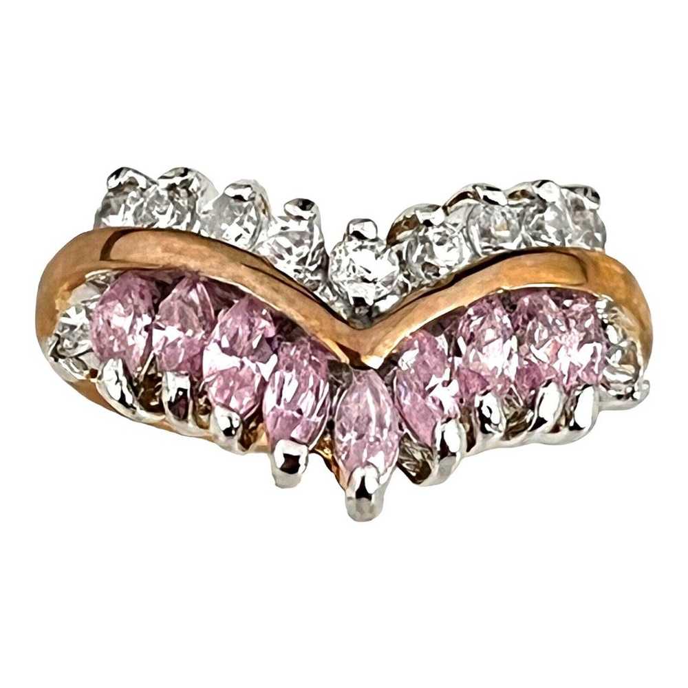 Vintage Ring Size 6 Pink Cubic Zirconia Accents 1… - image 2