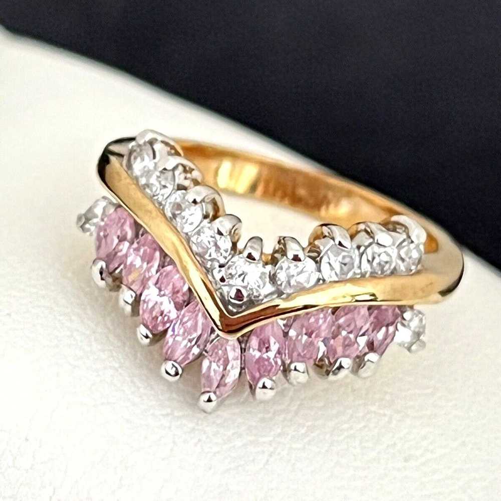 Vintage Ring Size 6 Pink Cubic Zirconia Accents 1… - image 3