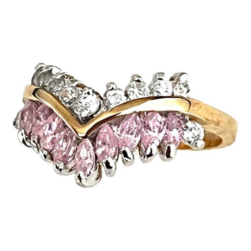 Vintage Ring Size 6 Pink Cubic Zirconia Accents 1… - image 4