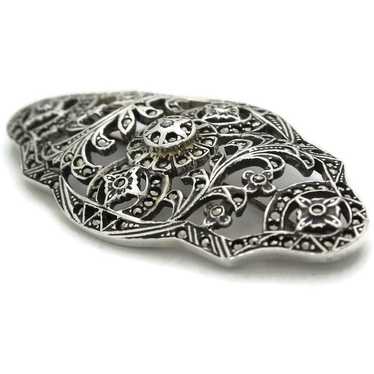 Sterling Silver Marcasite Brooch