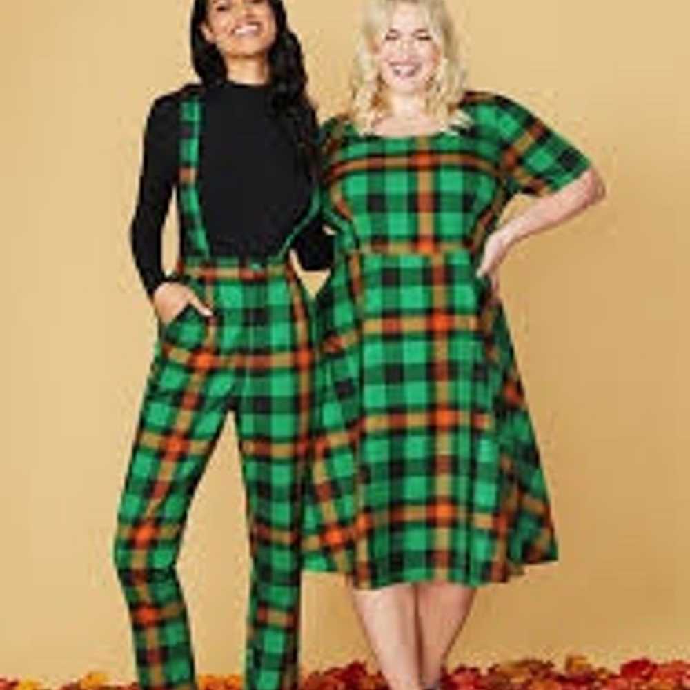 ModCloth x Collectif Green Plaid Swing Dress - image 11