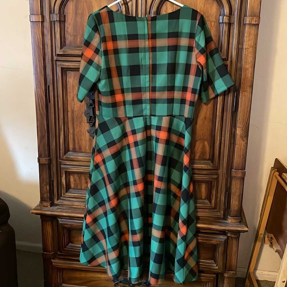 ModCloth x Collectif Green Plaid Swing Dress - image 3