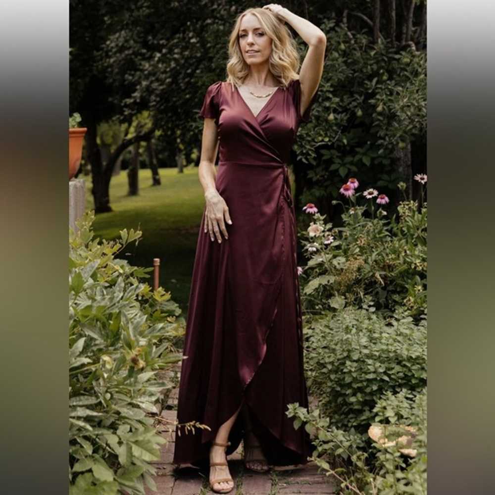 Baltic Born Krystal Satin Wrap Gown Maxi Dress - image 2