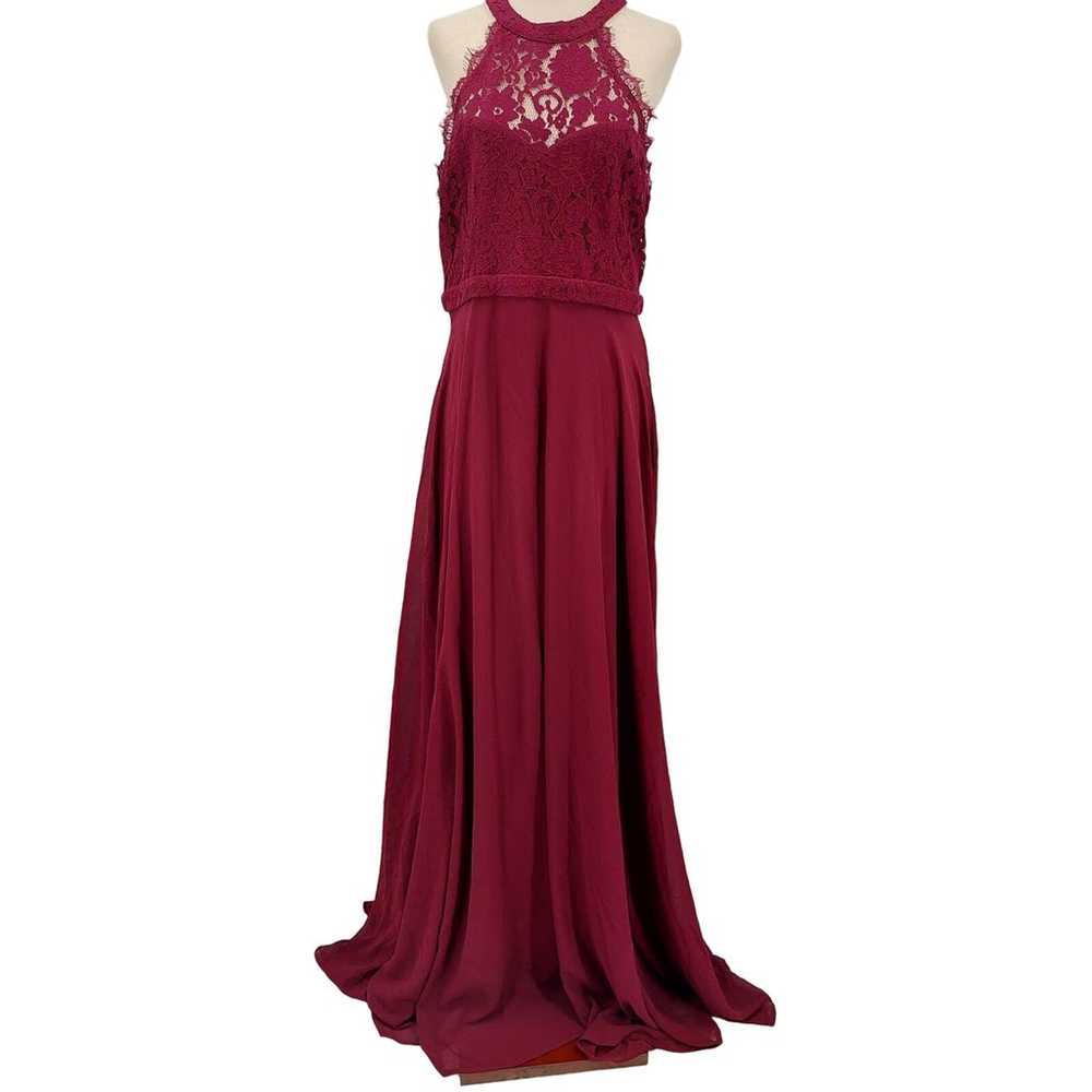 LULU'S SZ M Dance All Evening Burgundy Lace Halte… - image 3