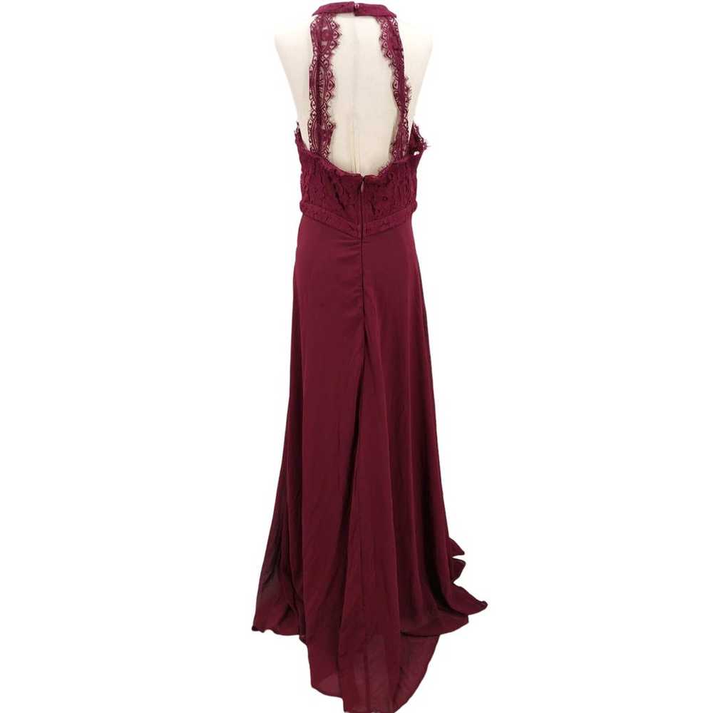 LULU'S SZ M Dance All Evening Burgundy Lace Halte… - image 4