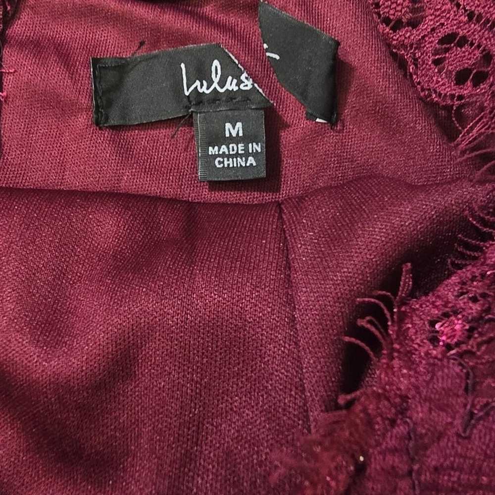 LULU'S SZ M Dance All Evening Burgundy Lace Halte… - image 8