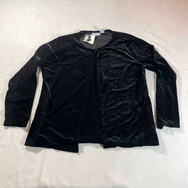 Vintage Velour Shirt Womens Extra Large Black Ope… - image 1