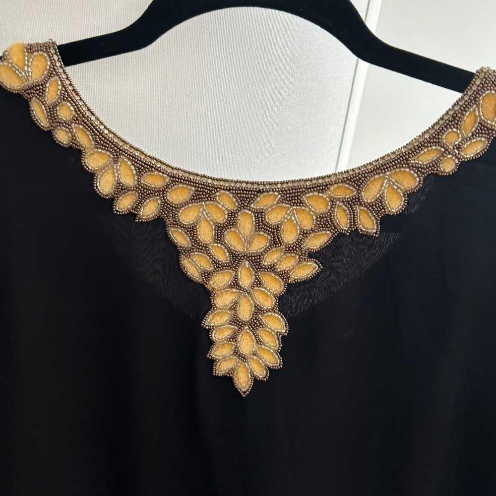 Black Beaded Velvet Chifon Lined Kaftan Tunic Dre… - image 4