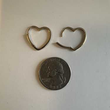 Diamond Heart Shaped Hoops in 10kt Yellow Gold – … - image 1