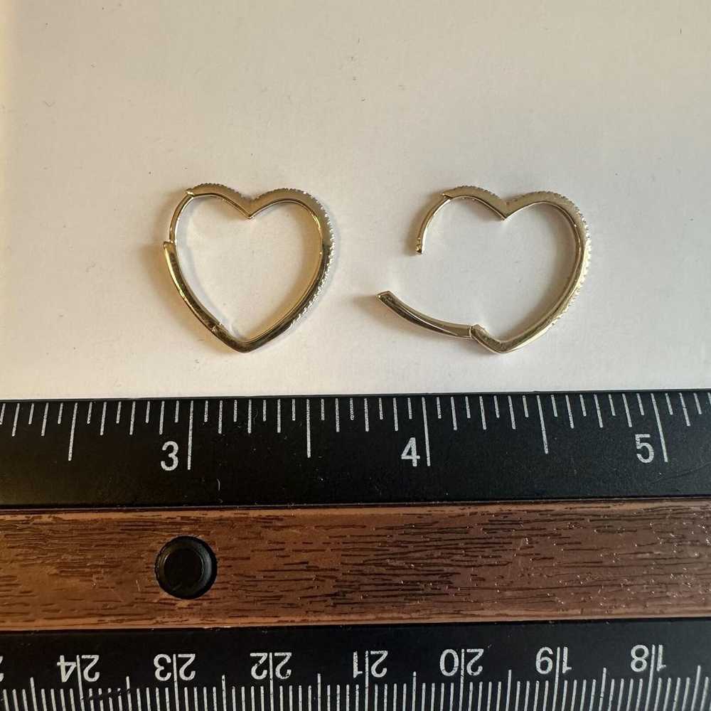 Diamond Heart Shaped Hoops in 10kt Yellow Gold – … - image 2