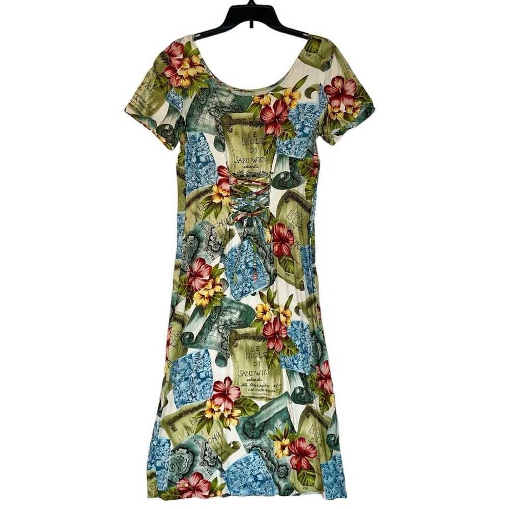 Tori Richard Honolulu Dress Vintage M Floral Cors… - image 2