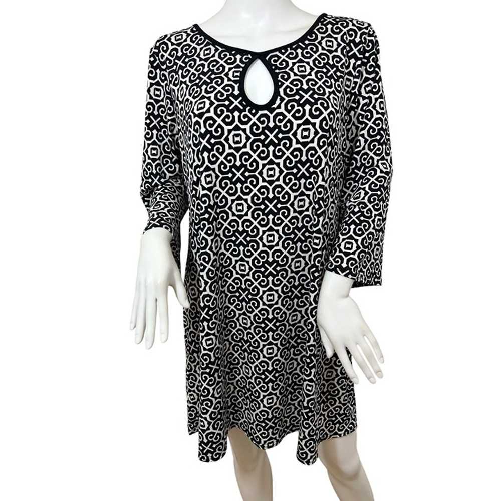 Joseph Ribkoff Tunic Dress Mini 14 Black White Ge… - image 1