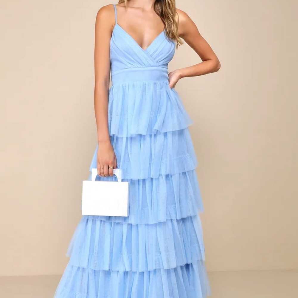 Lulus Rule the Runway Light Blue Tulle Surplice
T… - image 1